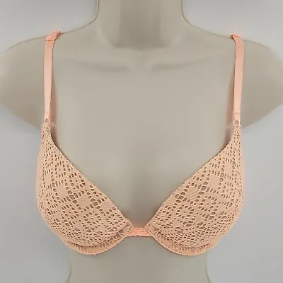 Victoria's Secret Push Up Bra 34C Orange Mesh Underwire  • $28.99