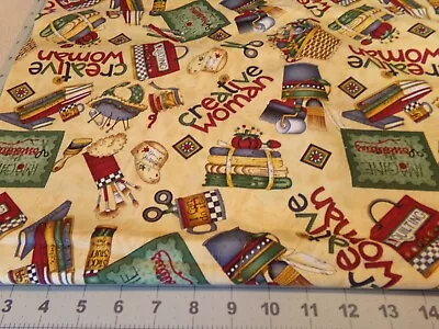 1 Yd X 44  Debbie Mumm Vintage  Creative Woman  Cotton  #6286 • $12.89