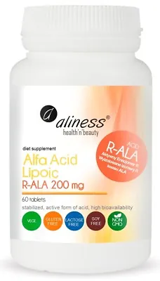 MEDICALINE ALINESS Alpha Lipoic Acid R-ALA 200 Mg 60 TABLETS • £10.59