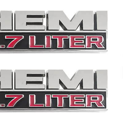 2x 3D Chrome Red For 1500 Hemi 5.7 LITER Side Fender Emblem Badge Left Right Set • $17.99