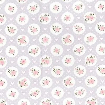 Willow Rose Vintage Floral Lilac By John Louden 100% Cotton Fabric Fat Quarter • £3