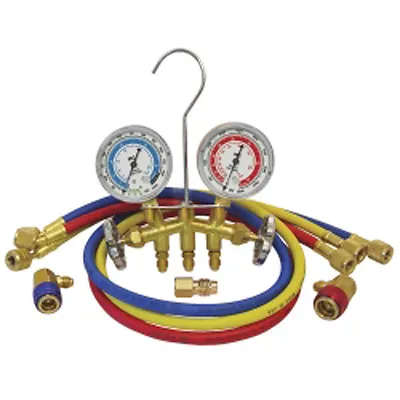 Mastercool 66773 Dual R-12/R-134A Brass Manifold Gauge Set • $111.60