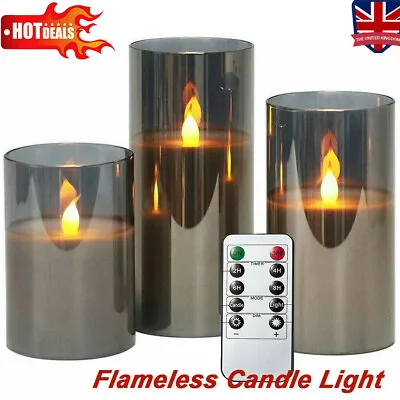 £16.79 • Buy 3PCS Authentic Flame Battery Flickering LED Candle Lights Glass Jar Wax | Indoor