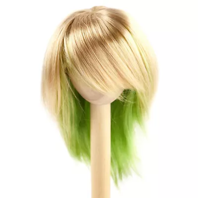 Monique Synthetic Mohair Gold Blonde With Lime Green JoJo 7 -8  Doll Wig • $20.99