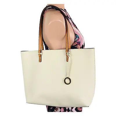 $130 • Buy OROTON ESTATE Tote Shoulder Bag + Charm Saffiano Leather Off White & Tan RRP$295