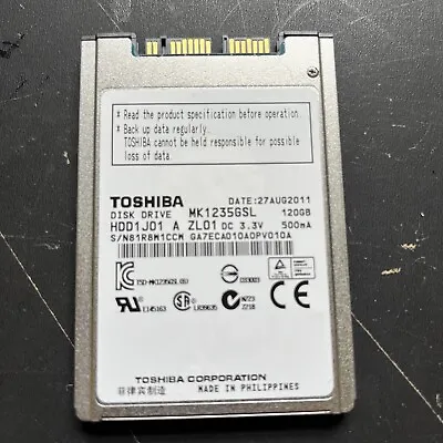 TOSHIBA MK1235GSL 120GB Micro Sata Hard Disk FOR Nokia Booklet 3 • $29.99