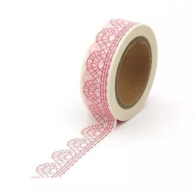 $5.50 • Buy Washi Tape Pink Pastel Lace Deco Style Scallop 15mm X 10m