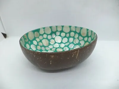 Hand Made Arts & Crafts Coconut Shell Mother Of Pearl Snack Bowl Tiki Bar • £9.99