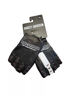 XL Harley Davidson 120th Anniversary True North Fingerless Leather Gloves Mens • $75