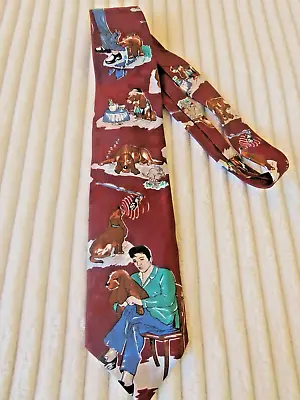 Superba The Elvis Presley Collections Hound Dog Tie Italian Silk Burgundy Euc • $0.99