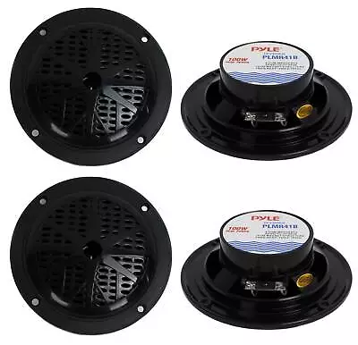 4) PYLE PLMR41B 4  200W Dual Cone Waterproof Marine Boat Stereo Speakers 2 PAIRS • $36.39