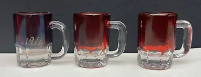 Antique Red Flash Glass Mini-Beer Mugs-Lot Of 3 • $9.97