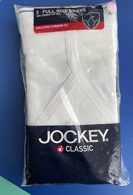 $9.99 • Buy Jockey Full Rise Briefs White Underwear 100% Cotton Y-fly Front