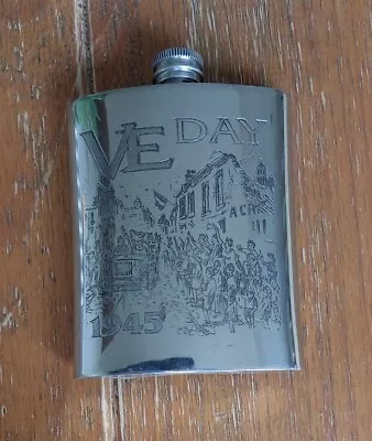 VE Day 50th Anniversary Engraved 6oz Pewter Hip Flask Sheffield Mint Boxed • £5