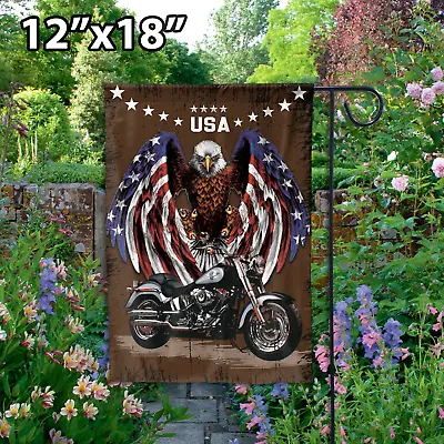 Harley Davidson Garden Flag American Eagle Motorcycle Flags And Banner 12x18 • $14.99