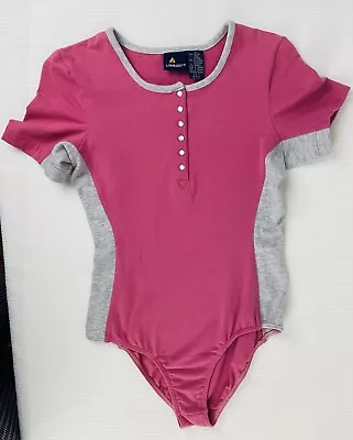 VTG 80’s Pink Bodysuit Leotard One Piece LizSport Liz Claiborne Sz 8 Pearl Snaps • $25