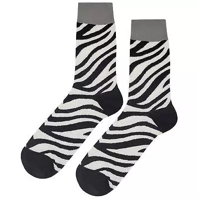 NWT Zebra Pattern Dress Socks Novelty Men 8-12 Multicolor Crazy Fun Sockfly • $8.99