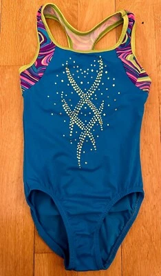 $14.99 • Buy Girls Dreamlight EUC Child Medium 7-8 CM Gymnastics Leotard Leo Blue Racerback