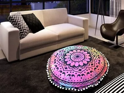 22 Inch Hippie Cushion Covers Tie Dye Mandala Pouf Case Decor Floor Pillow Cover • $20.49