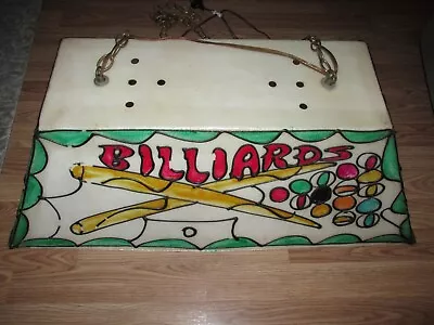 Vintage Fiberglass BILLIARDS POOL Hanging LIGHT FIXTURE Stained Glass Look 33x18 • $30