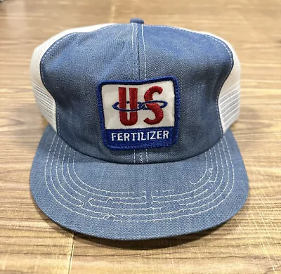 Vintage Denim US FERTILIZER Patch Logo Trucker Hat Cap Snapback • $19.99