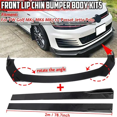 $65.95 • Buy Front Bumper Lip Spoilers + 78.7  Side Skirts For VW Golf Jetta MK4 MK5 MK6 MK7
