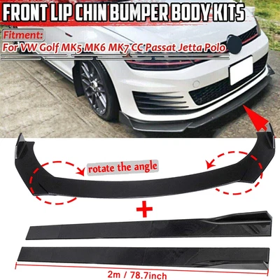 $65.95 • Buy Front Bumper Lip Spoilers + 78.7  Side Skirts For VW Golf Jetta MK4 MK5 MK6 MK7