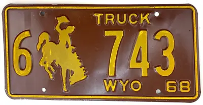 Wyoming 1968 License Plate Vintage Truck Carbon Co Garage Collector Wall Decor • $27.95