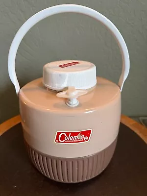 Vintage Coleman Tan Brown 1 Gallon Water Cooler Jug W/ Cup • $12