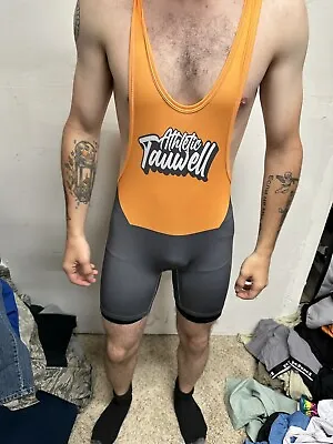 Men’s Medium Orange And Gray Tauwell Athletic Wrestling Singlet • $34.32
