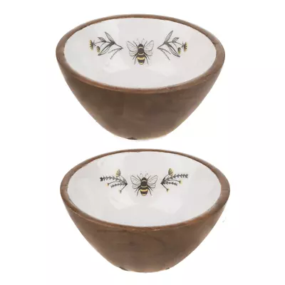 Ganz E2 Midwest-CBK Home Bee Dip Bowl 2-piece Set 4.75  Dia Mango Wood CB175231 • $20.89