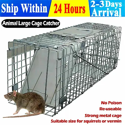 Rat Trap Squirrel Metal Humane Live Bait Vermin Rodent Cage Catcher Heavy Duty • $31.90