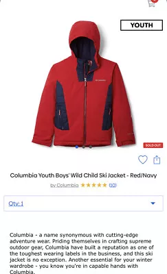 Columbia Youth Boys' Wild Child Ski Jacket - Red/Navy XL. Size 14 • $60