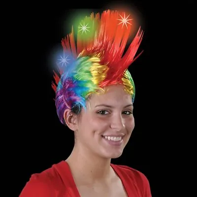 $8.50 • Buy Light Up Rainbow Mohawk Wig LED Flashing Costume Party Wig