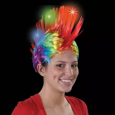 Light Up Rainbow Mohawk Wig LED Flashing Costume Party Wig • $8.50