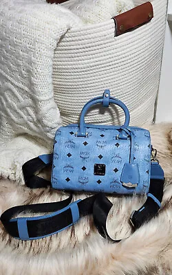 MCM - Blue Visetos - Boston - With Strap • $265