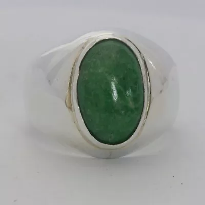 Green Maw Sit Sit Untreated Oval Burma Mawsitsit Gem 925 Ring Size 9 Design 52 • $120