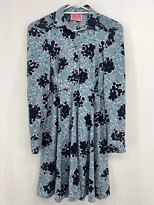 Kate Spade Blue Printed Button Up Long Sleeve Dress Size XXS (00) • $44