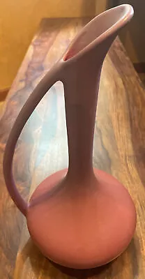 Van Briggle Pottery 1960s? Hand Carved Mulberry Floral Pitcher Ewer 11  Tall HVM • $45