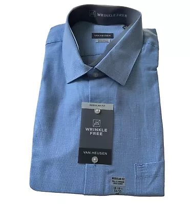 Van Heusen Wrinkle Free Shirt Size 2XL Blue Wave Sleeves 34/35 Men Shirt. NWT • $22.49