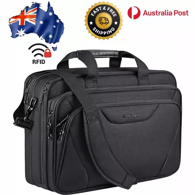 Laptop Bag 18  Expandable Fits Up To 17.3  Briefcase Large Travel Water-Repellen • $59.99