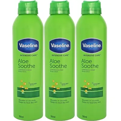 Vaseline Moisturizer Spray Intensive Care Aloe Soothe 190ml X 3 • £15.35