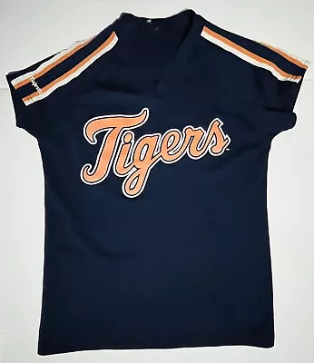 Detroit Tigers Vintage Jersey Pullover Rare Majestic Blank Blue Womens 1984 • $21.99