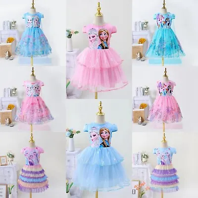$29.99 • Buy 2-8Y Girls Frozen Elsa Pony Costume Party Birthday Dress With Detachable Cape AU