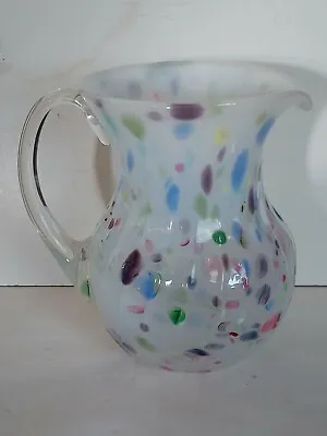 End Of Day Confetti Glass Hand Blown Art Pitcher • $34