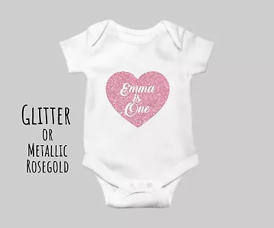 Glitter Rose Gold Personalised Baby Vest Grow Clothes Bodysuit Pregnancy Shower • £6.99