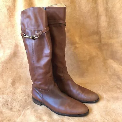 Coach Italy Georgie Tall Riding Boots Brown Leather • $59.99