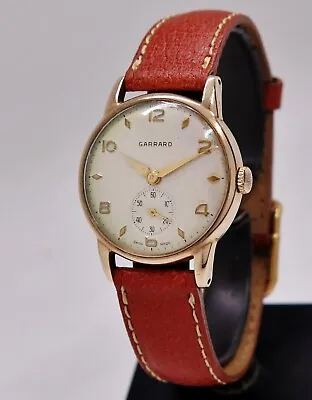 GARRARD Solid Gold 9k Vintage Mens Watch Hand Winding 1960's • $499
