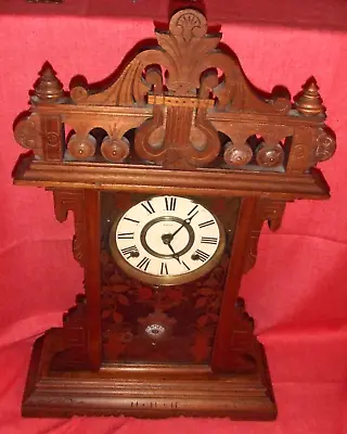 A Very Nice WELCH  GILMORE  Parlor Clock - Working WELL !  Great Colored Glass ! • $159