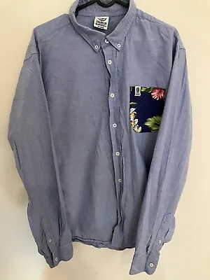 Franklin And Marshall Adults Long Sleeve Bleu Denim And Floral Design Shirt XL • £8